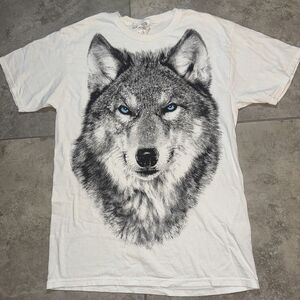 Vintage Wolf big blue shining eyes‎ Nature Adult Medium